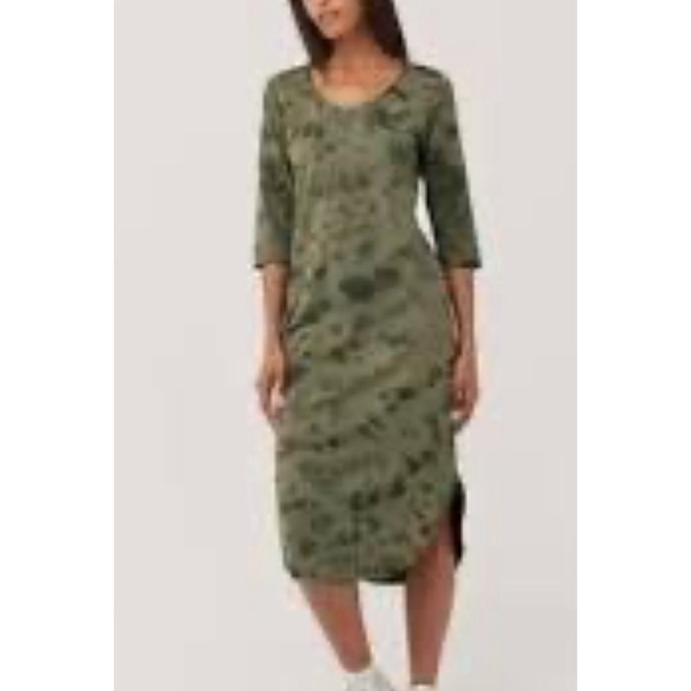 Pact Far Out T-shirt Olive Tie-Dye Women's Dress L - Picture 4 of 9